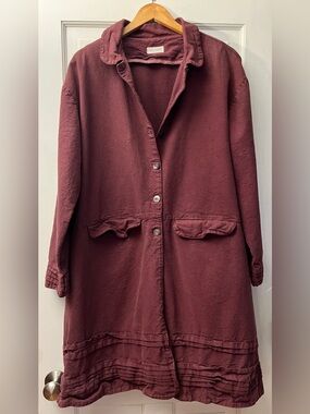 Krista Larson Rust-Colored 100% Cotton Long Coat Jacket